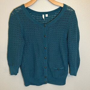 Frenchi Green Cardigan Open Front Sweater